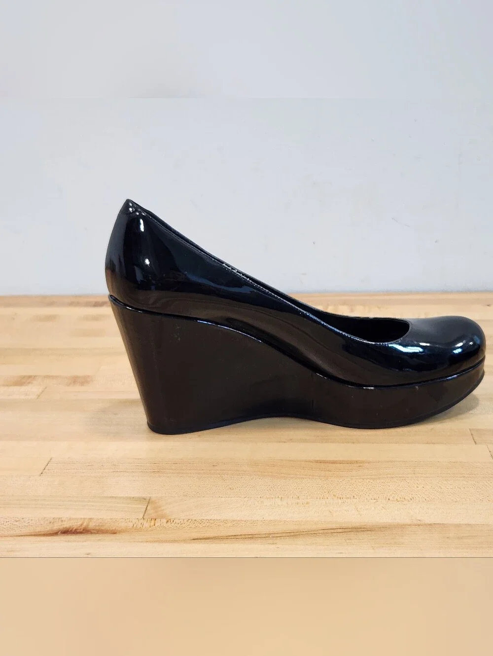 Marc by Marc Jacobs Black Patent Leather Platform Wedge Heels Size 37 US 7